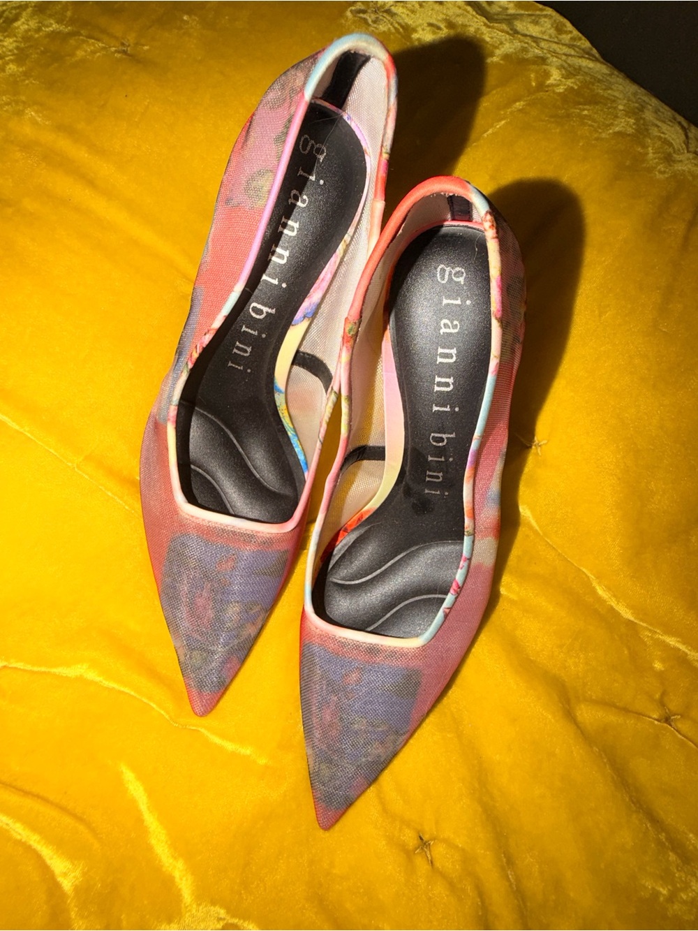 Gianni Bini Coral Pink Floral Pointed-Toe Pumps